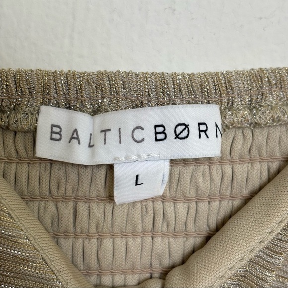 BALTIC BORN Athena Pleated V-Neck Maxi Dress Champagne Gold Metallic Size L - Picture 7 of 17